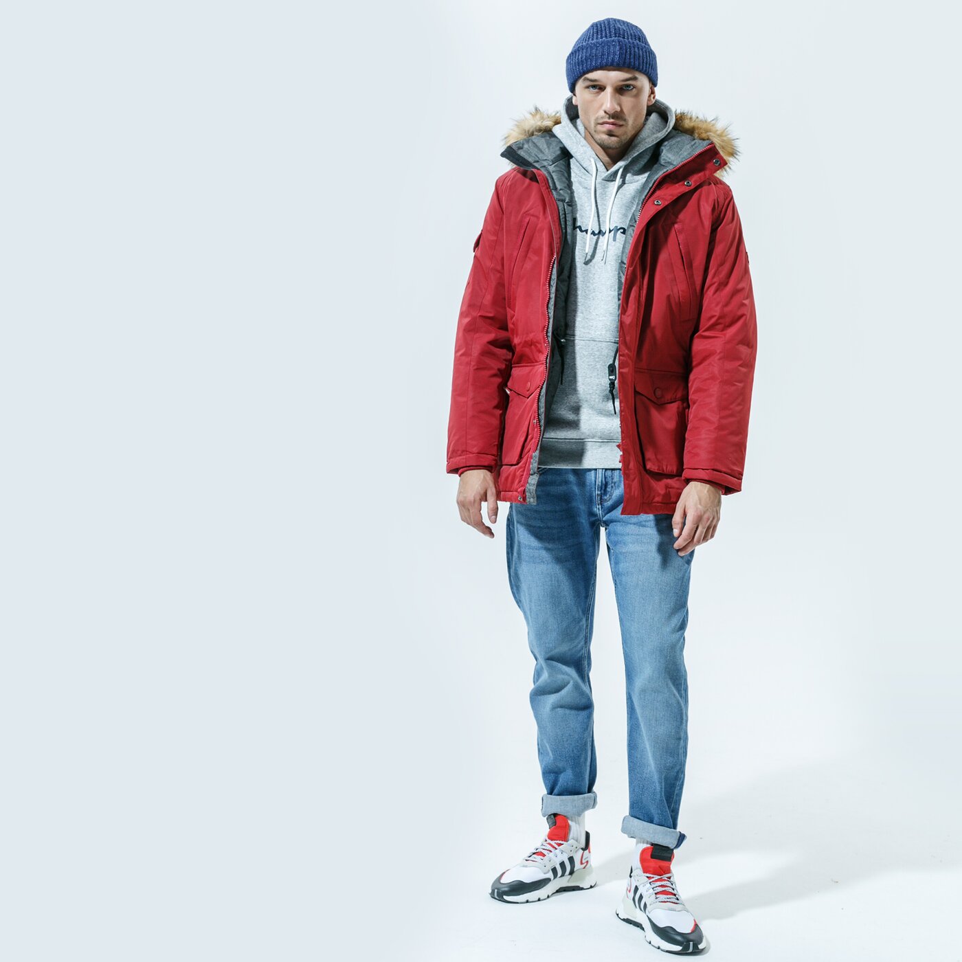 Мъжки суичър CHAMPION СУИТЧЪР С КАЧУЛКА HOODED SWEATSHIRT 214743em021 цвят сив