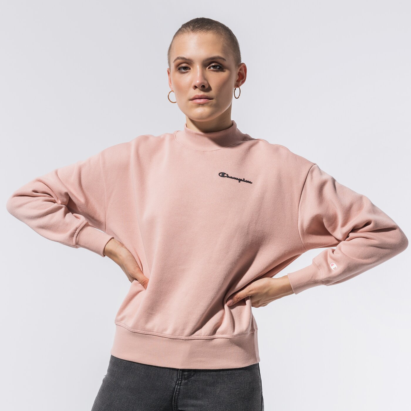 Дамски суичър CHAMPION СУИТЧЪР HIGH NECK SWEATSHIRT 113216ps144 цвят розов