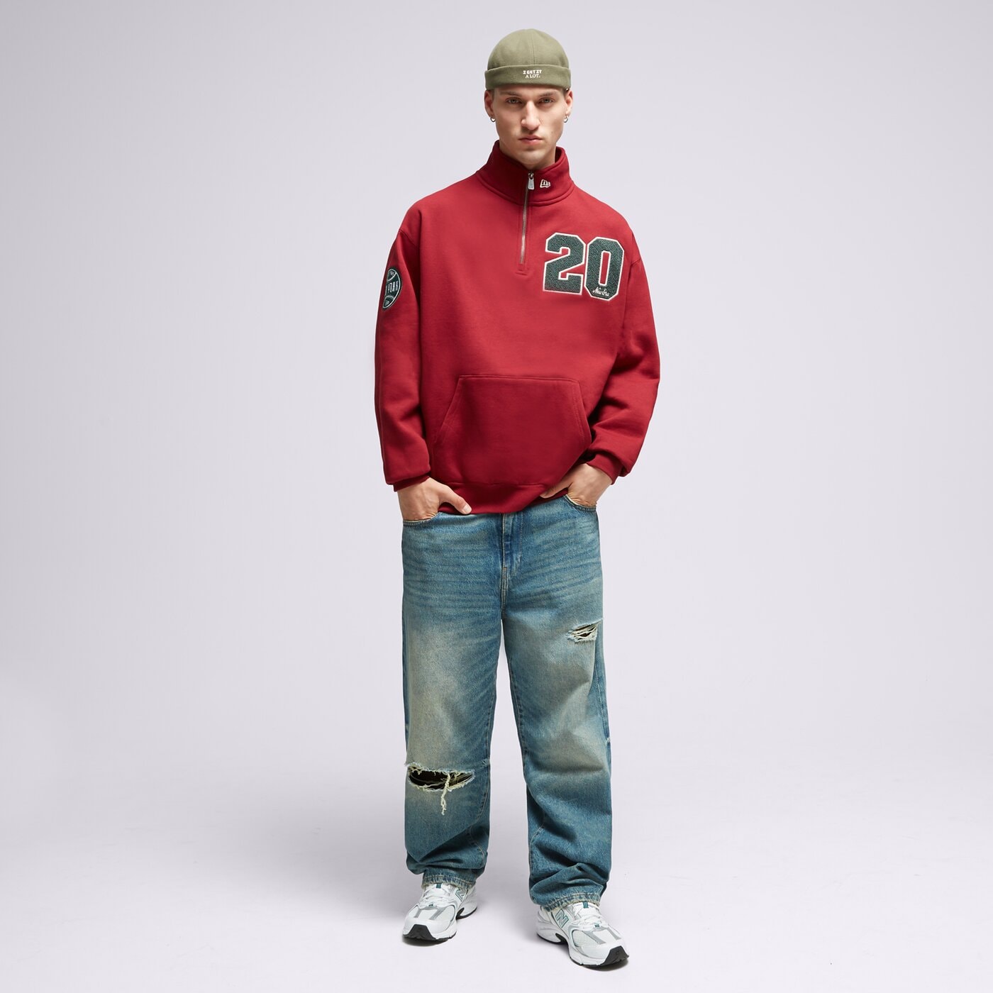 Мъжки суичър NEW ERA СУИТЧЪР С ЦИП NE QUARTER ZIP NONE  60416404 цвят бордо