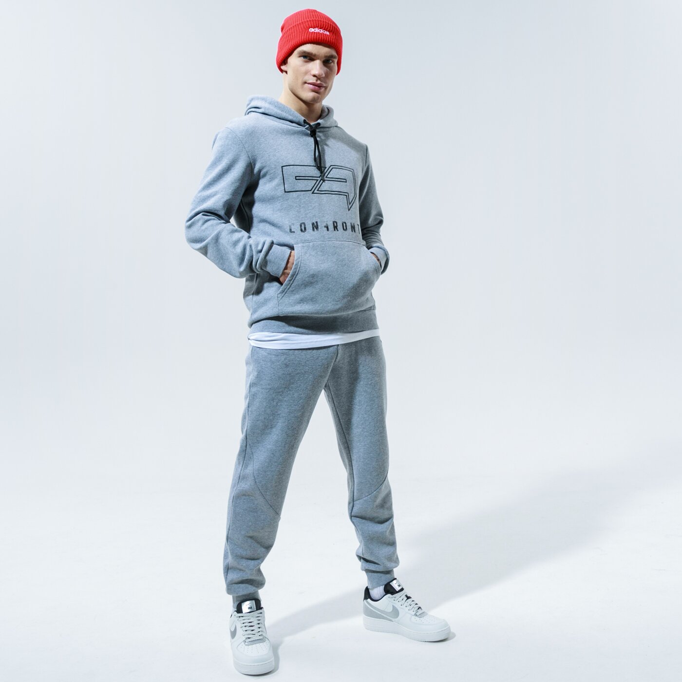 Мъжки суичър CONFRONT СУИТЧЪР С КАЧУЛКА BIG LOGO HOODY cf320blm38004 цвят сив