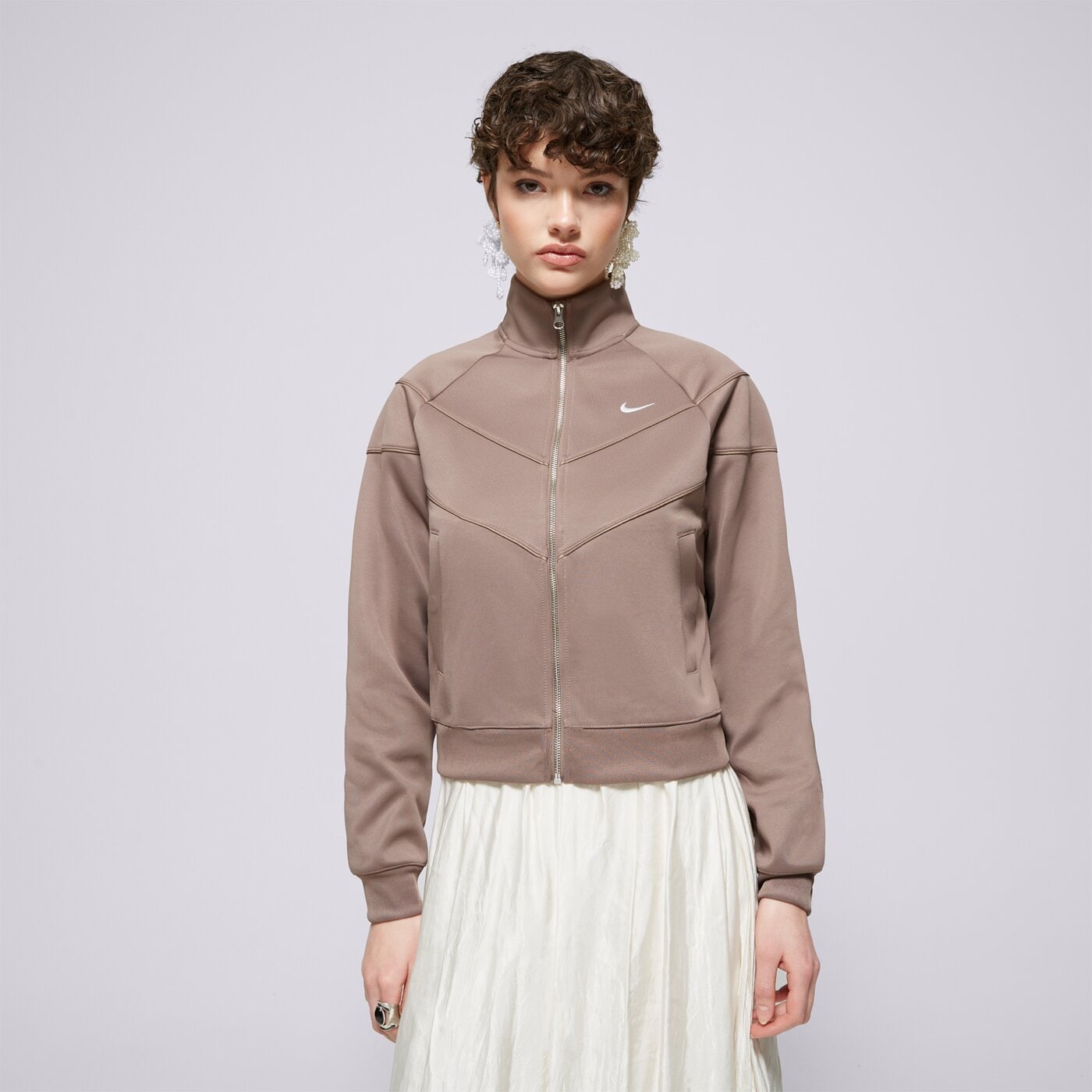 Дамски суичър NIKE СУИТЧЪР W NSW NK WR POLY KNIT hj0975-233 цвят кафяв