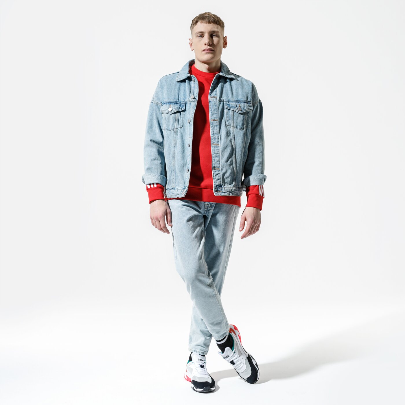 Мъжки суичър ADIDAS СУИТЧЪР 3-STRIPES CREW fm3761 цвят червен