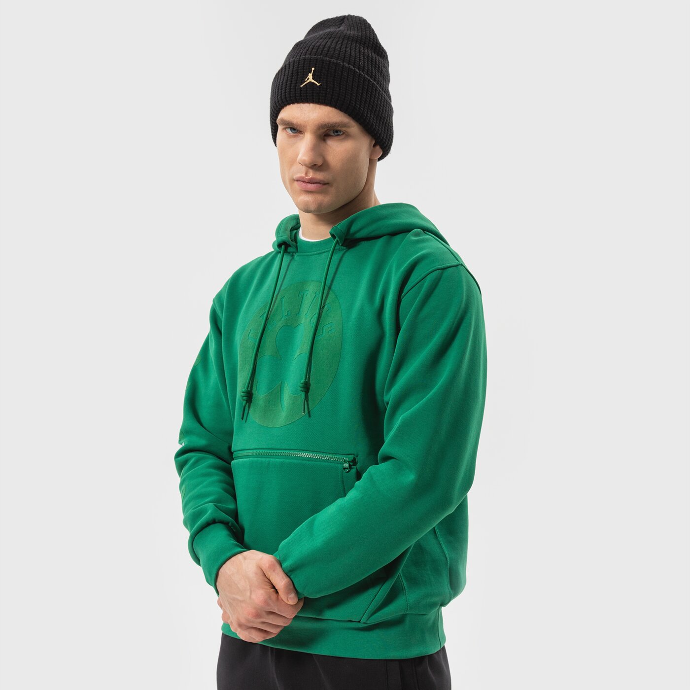 Мъжки суичър NIKE СУИТЧЪР С КАЧУЛКА BOS M NK PO FLC CTS STMT NBA db1518-312 цвят зелен