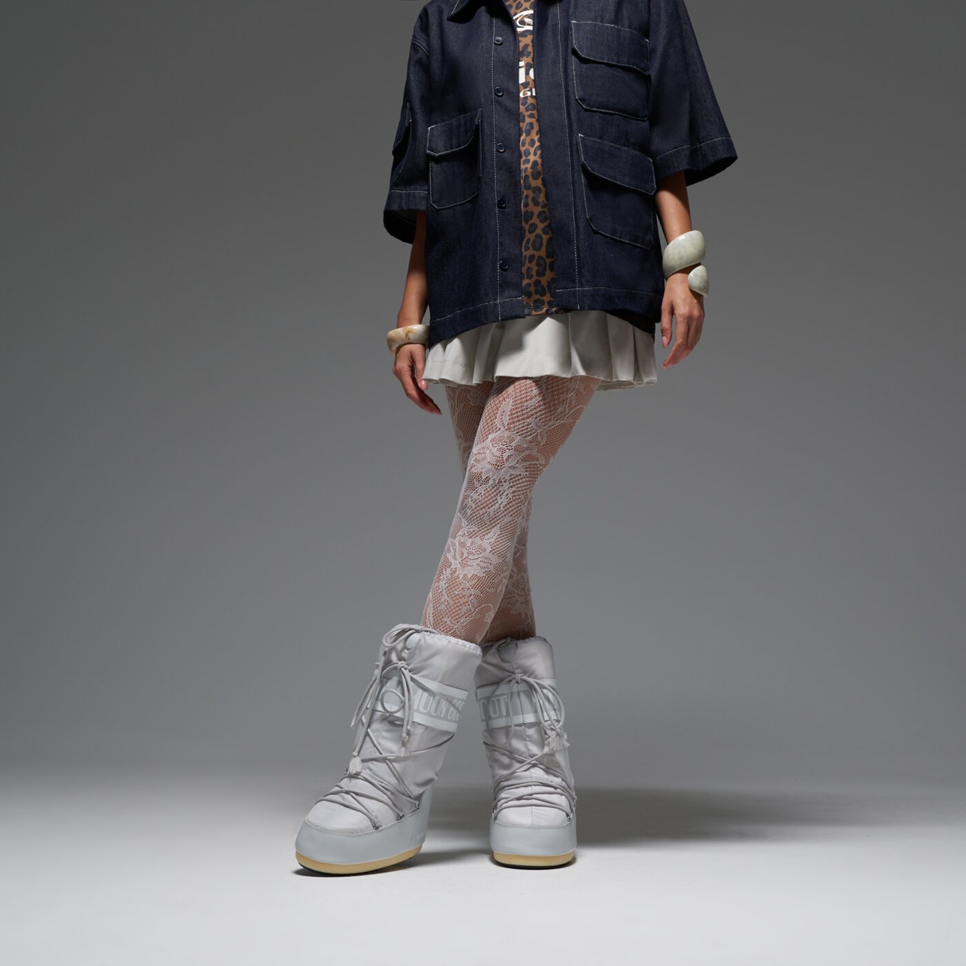 Дамски кежуал MOON BOOT ICON NYLON 14004400086 цвят сив