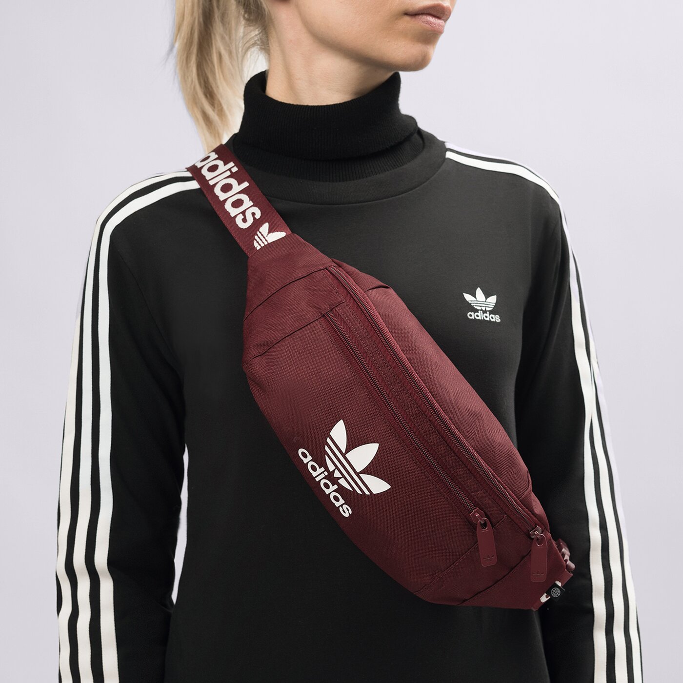 Дамска чанта за кръст ADIDAS ЧАНТА AC WAISTBAG ic8621 цвят бордо