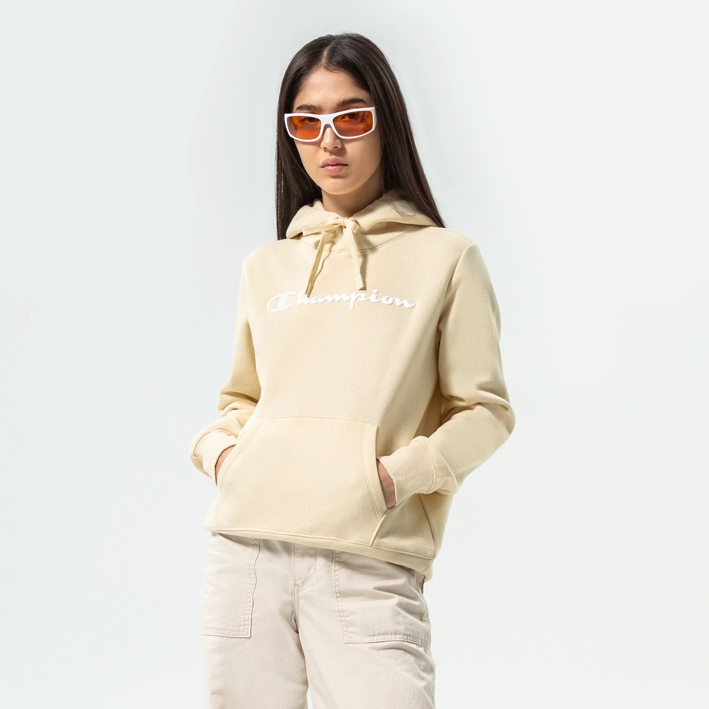 Дамски суичър CHAMPION СУИТЧЪР С КАЧУЛКА HOODED SWEATSHIRT 115687ys014 цвят бежов