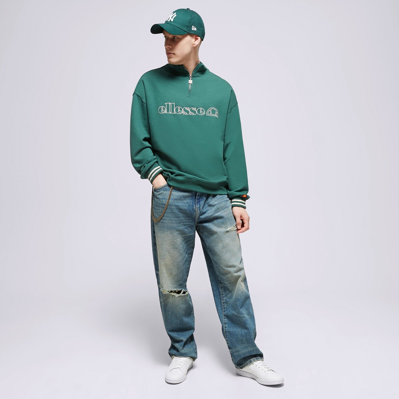 Мъжки суичър ELLESSE СУИТЧЪР СЪС ЗАКОПЧАВАНЕ SIESTALLI DGREEN 1/2 ZIP TRA shs18657502 цвят зелен