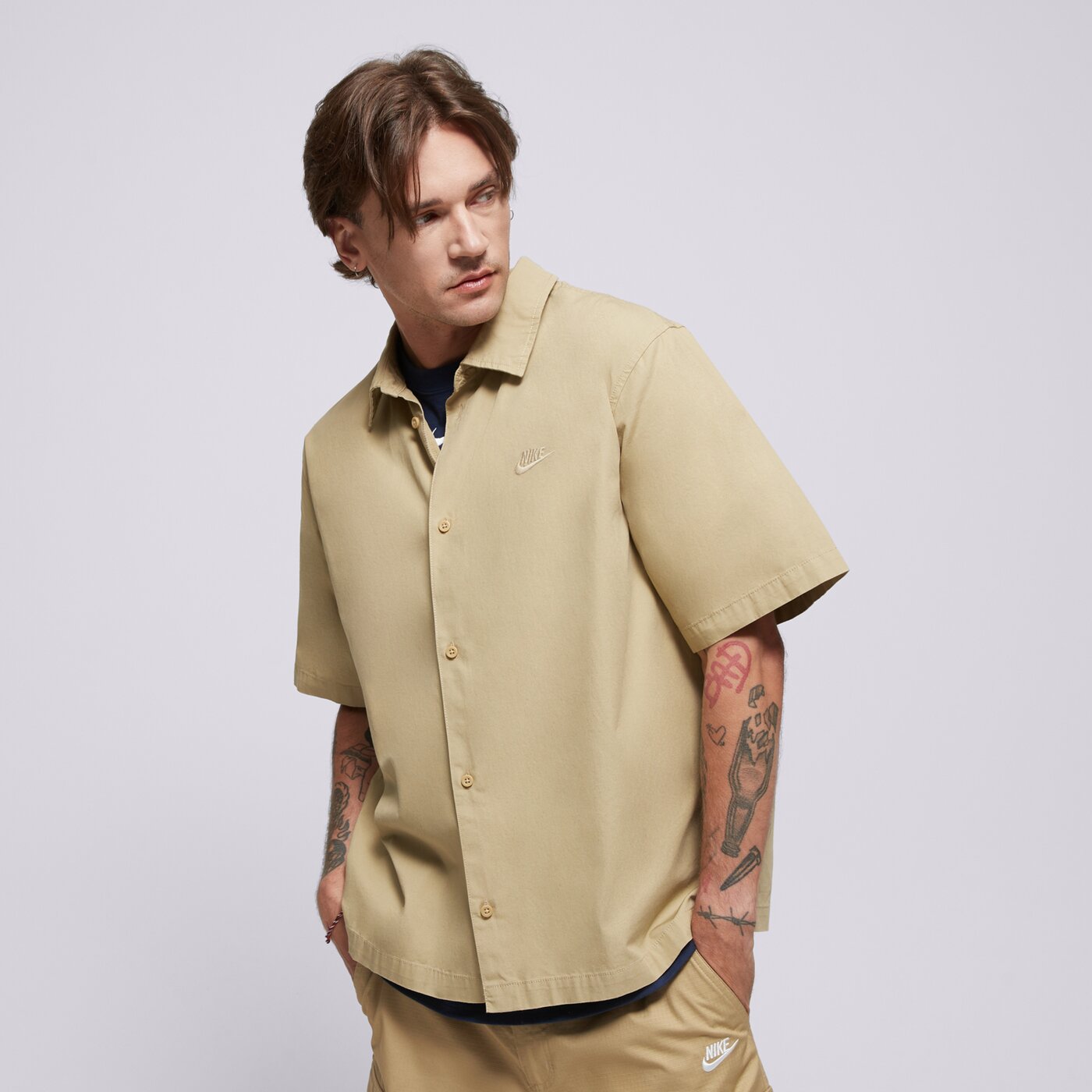 NIKE РИЗА M NK CLUB SS BTN SHIRT WSH hj2029-297 цвят бежов