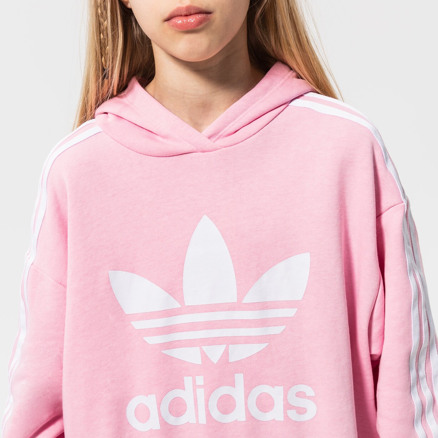 Детски суичър ADIDAS СУИТЧЪР С КАЧУЛКА CROPPED HOODIE GIRL hd2008 цвят розов
