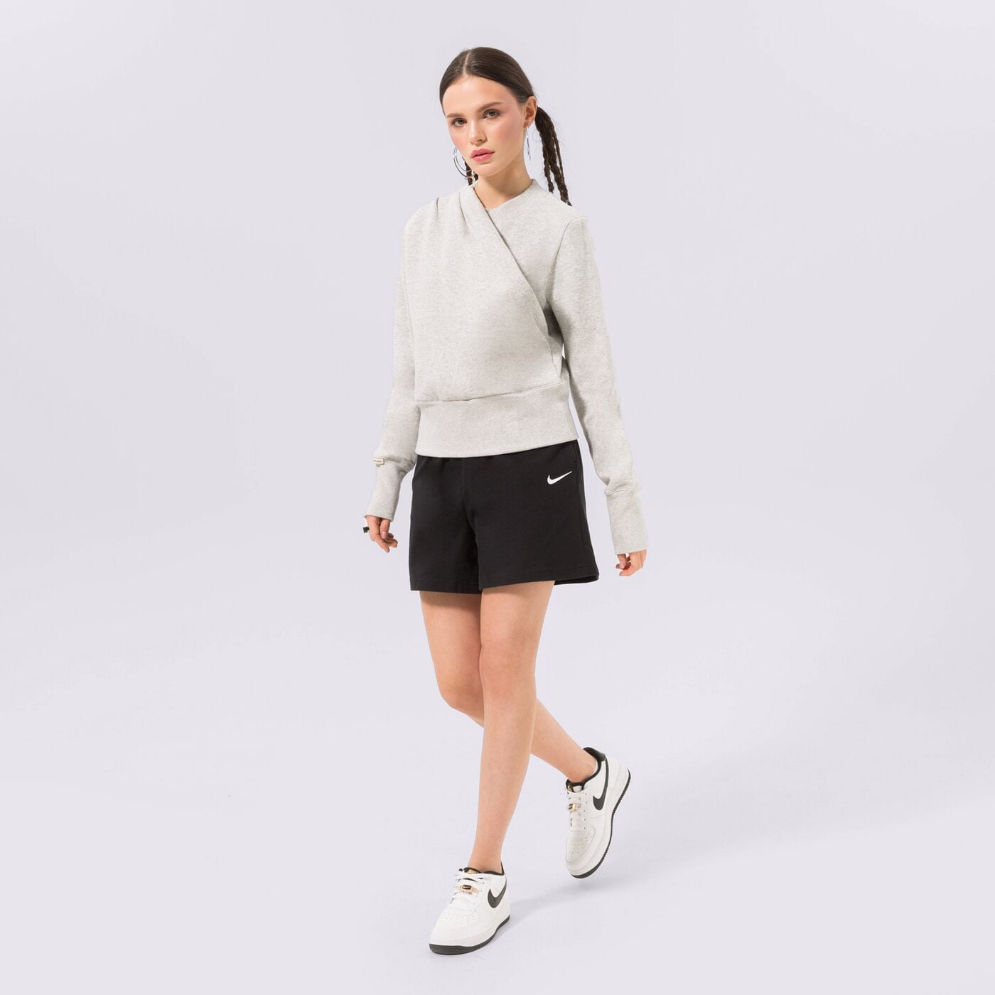 Дамски суичър NIKE СУИТЧЪР W NSW DRAPE CREW SC dv8208-050 цвят сив