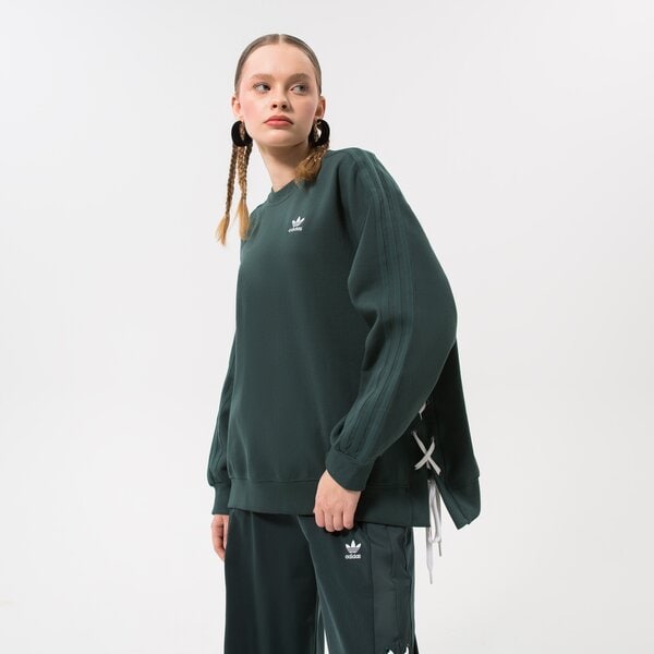 Дамски суичър ADIDAS СУИТЧЪР LACED CREW hk5056 цвят зелен