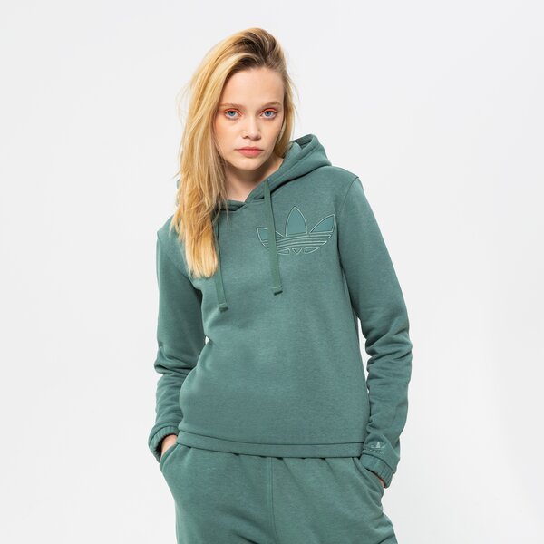 Дамски суичър ADIDAS СУИТЧЪР С КАЧУЛКА HOODIE he4733 цвят зелен