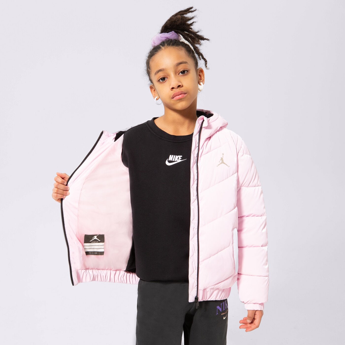 Детска преходно яке JORDAN ЯКЕ ЗИМНО SHINY CHEVRON QUILTING JKT GIRL 45b741-a9y цвят розов