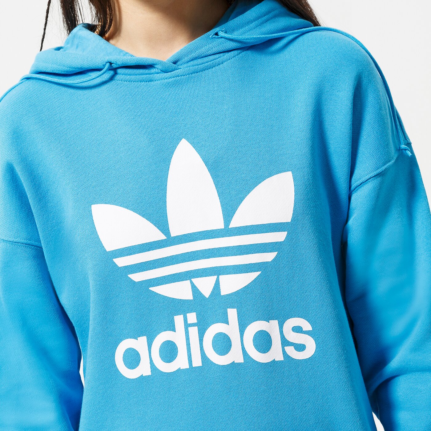 Дамски суичър ADIDAS СУИТЧЪР С КАЧУЛКА TRF HOODIE he6952 цвят син