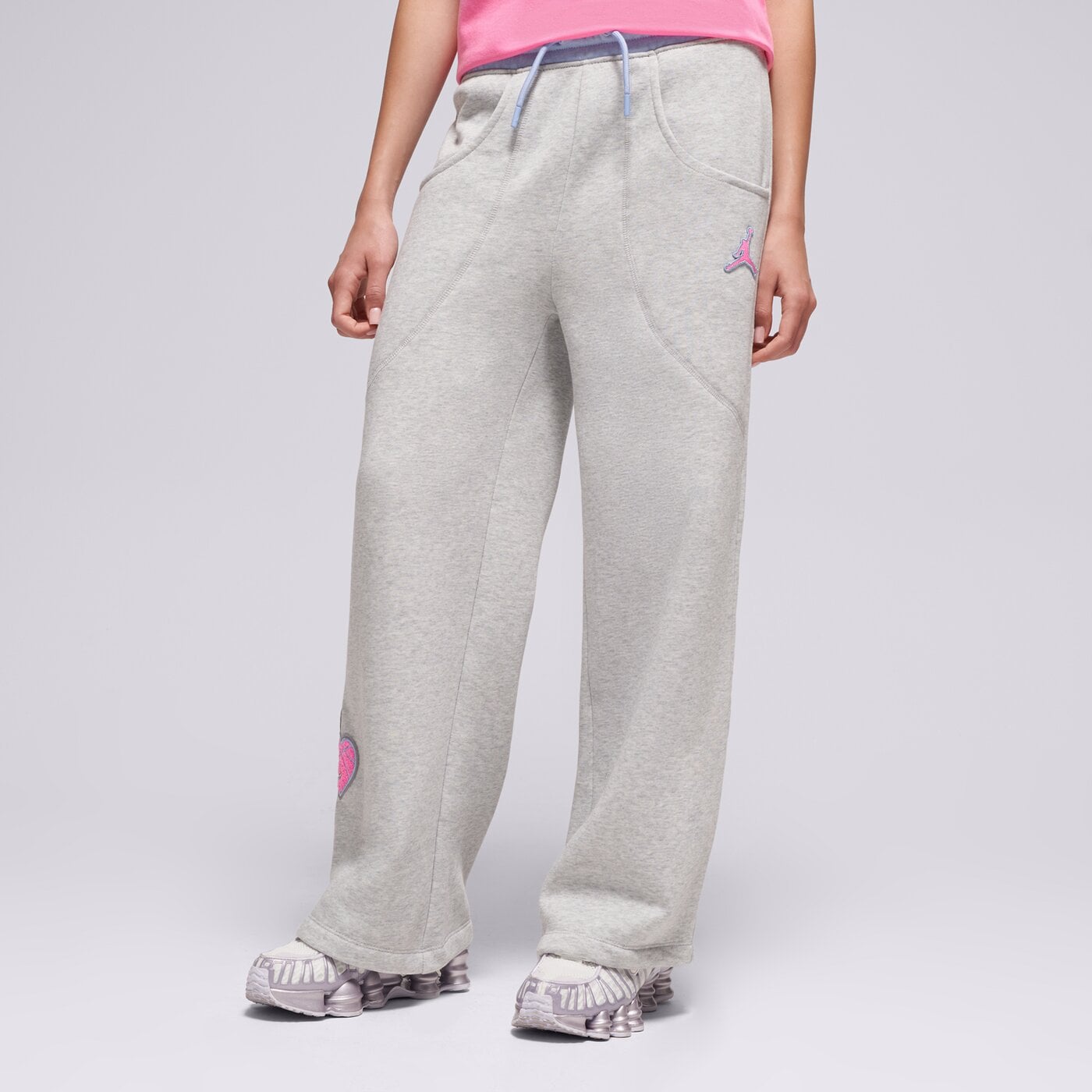 Детски панталони JORDAN ПАНТАЛОНИ JDG BLUE JEANS & BLING FLC PAN GIRL 45f194-g2h цвят сив