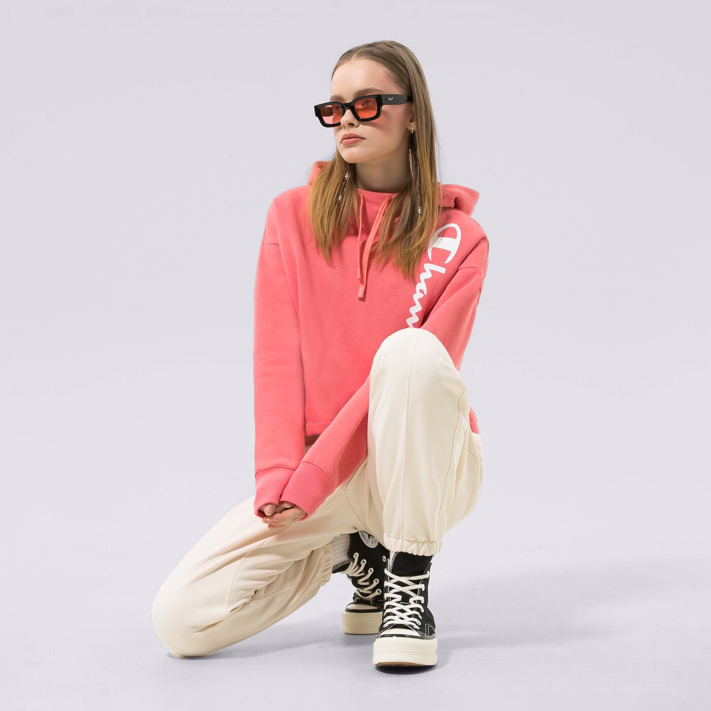 Дамски суичър CHAMPION СУИТЧЪР С КАЧУЛКА HOODED SWEATSHIRT 115389ps171 цвят розов