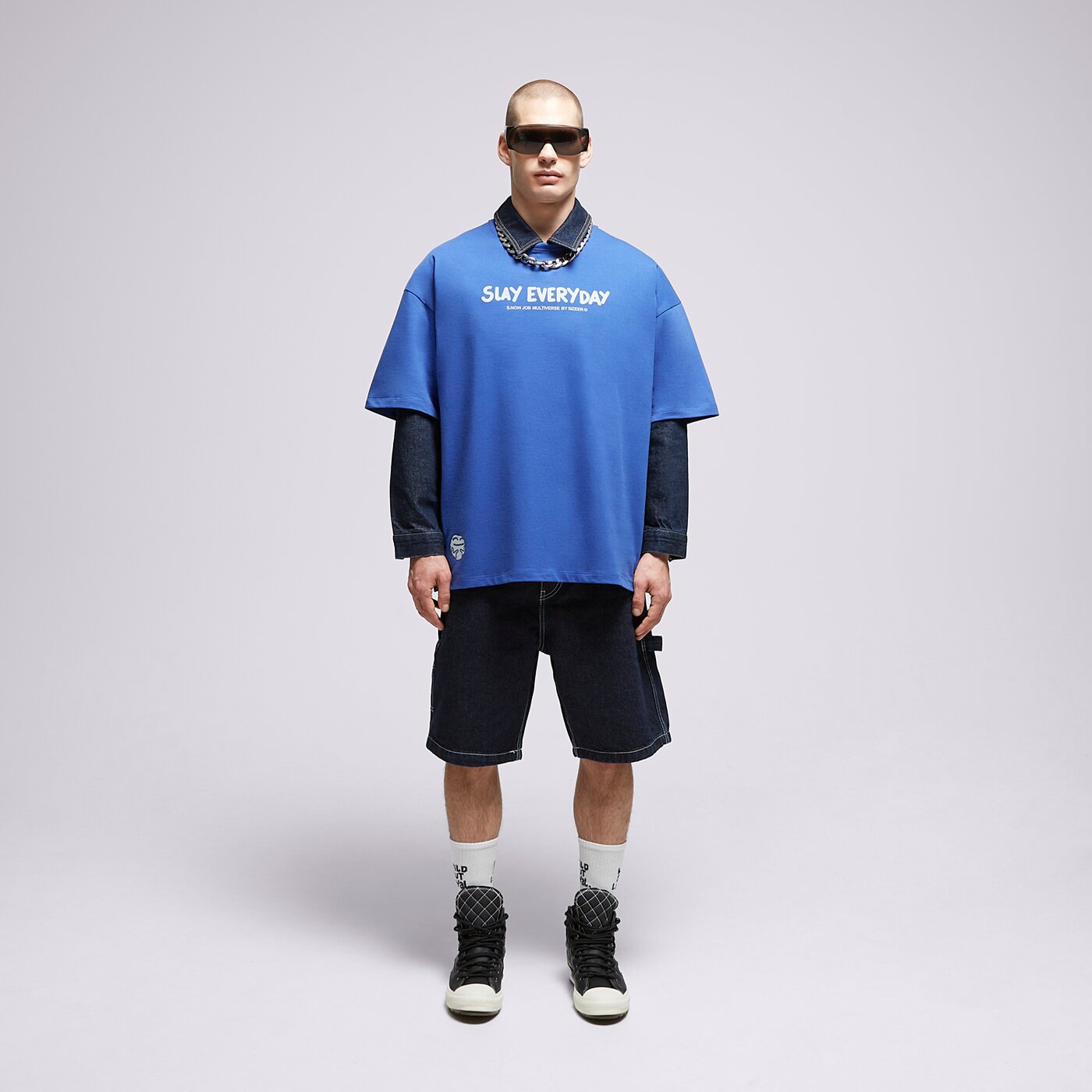 Мъжка тениска S.NOW JOB SIZEER ТЕНИСКА "SLAY" BLUE si323tsu55001 цвят син