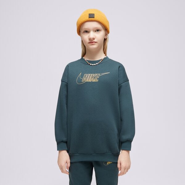 Детски суичър NIKE СУИТЧЪР G NSW CLUB FLC BF CREW LS SHNE GIRL fj6161-328 цвят зелен