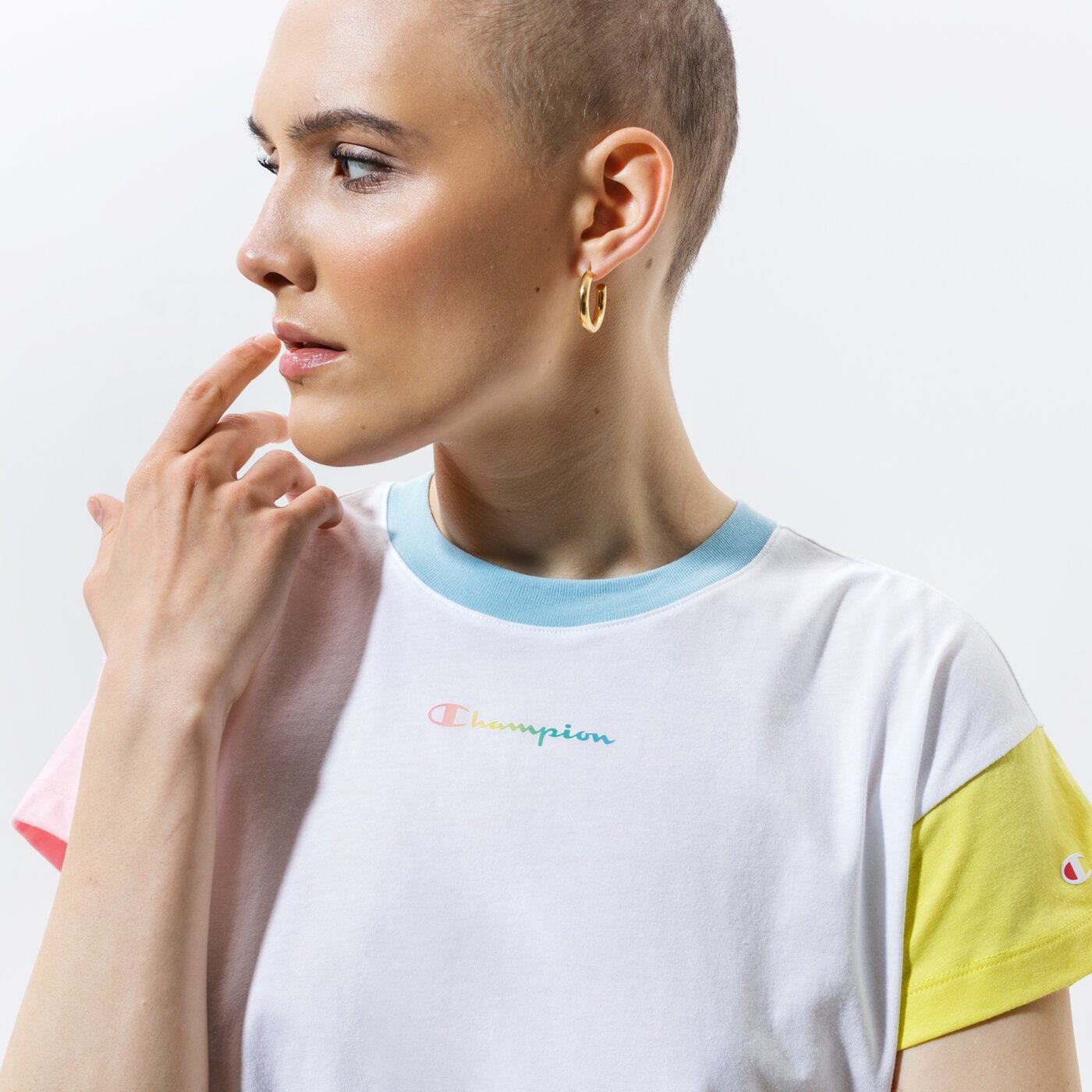 Дамска тениска CHAMPION ТЕНИСКА CREWNECK CROPТОП 114329ww001 цвят бял