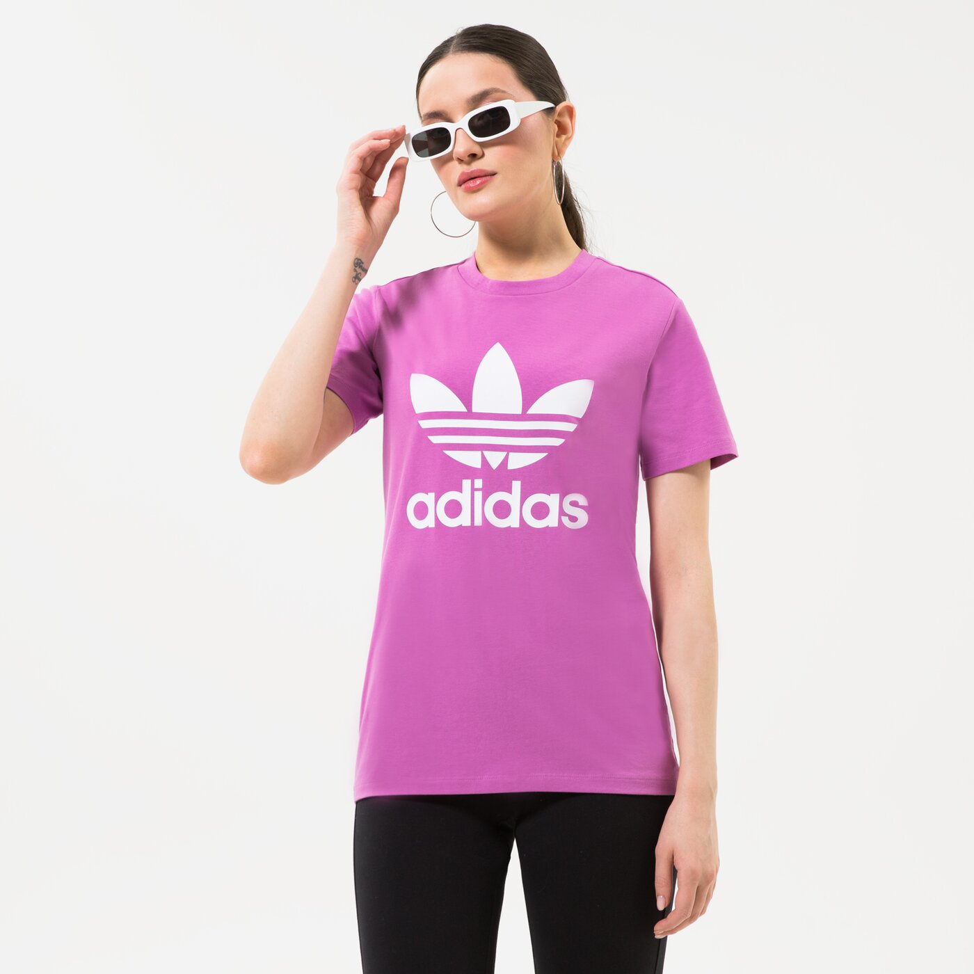 Adidas ТЕНИСКА Trefoil Tee Hk9640 Дамски Цвят розов Модни Тениски Дрехи