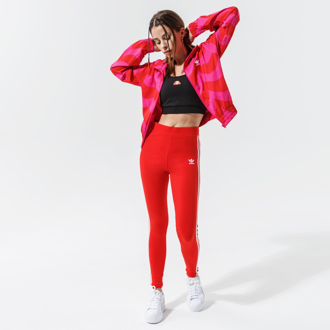 Дамски панталони ADIDAS КЛИН 3 STRIPES TIGHT h09428 цвят червен