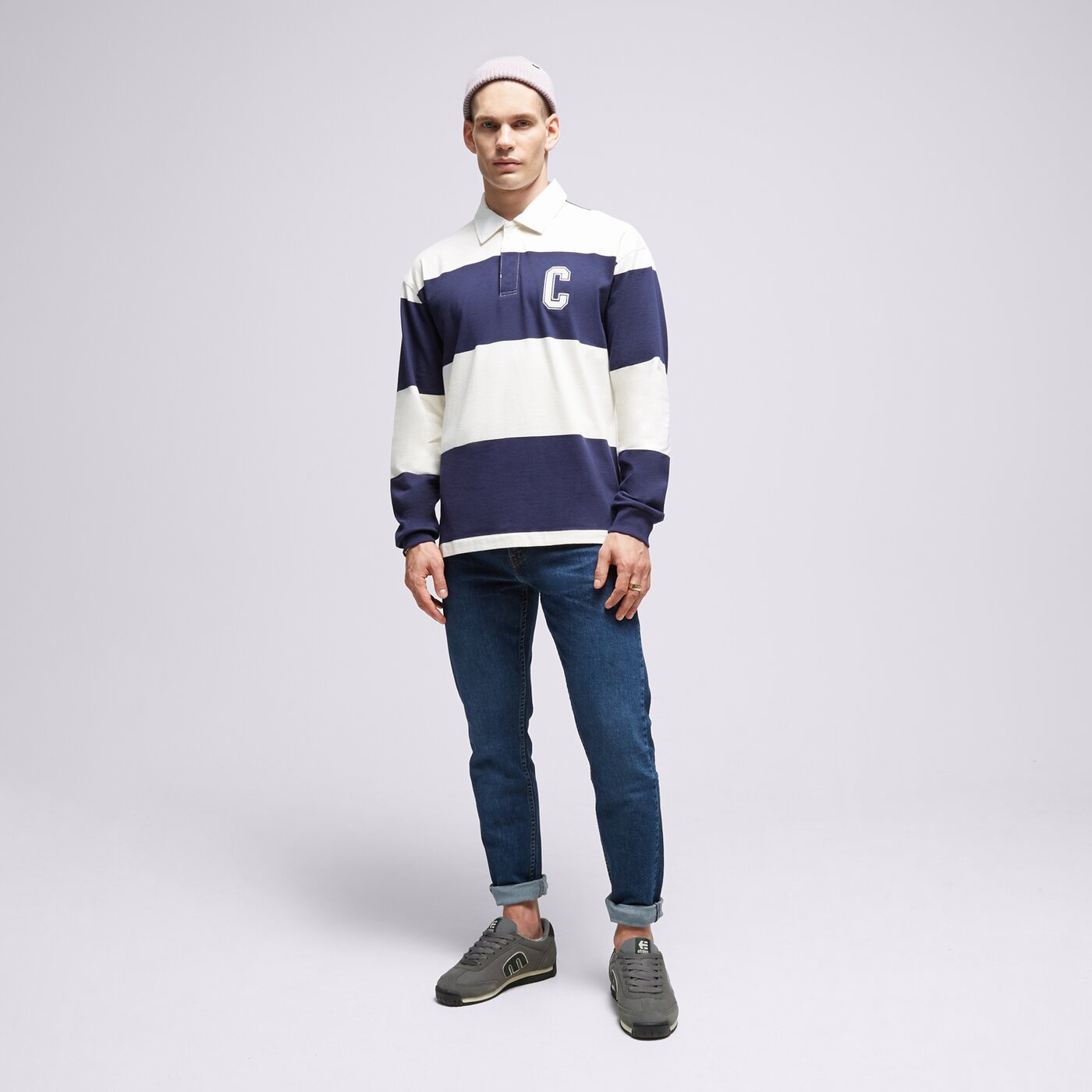 Мъжка тениска CHAMPION ТЕНИСКА STRIPED ТЕНИСКА ТИП ПОЛО 219181bs561 цвят тъмносин