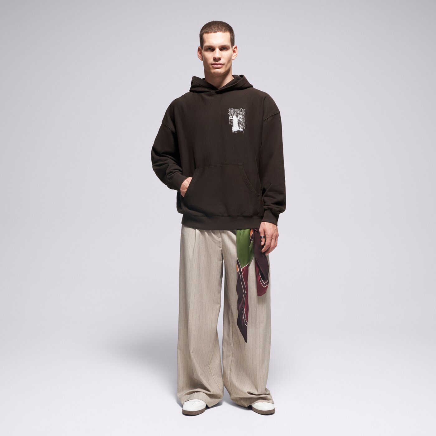 Мъжки суичър PROSTO СУИТЧЪР С КАЧУЛКА HOODIE SHADOW WASHED BLACK kl252mswe2051 цвят сив