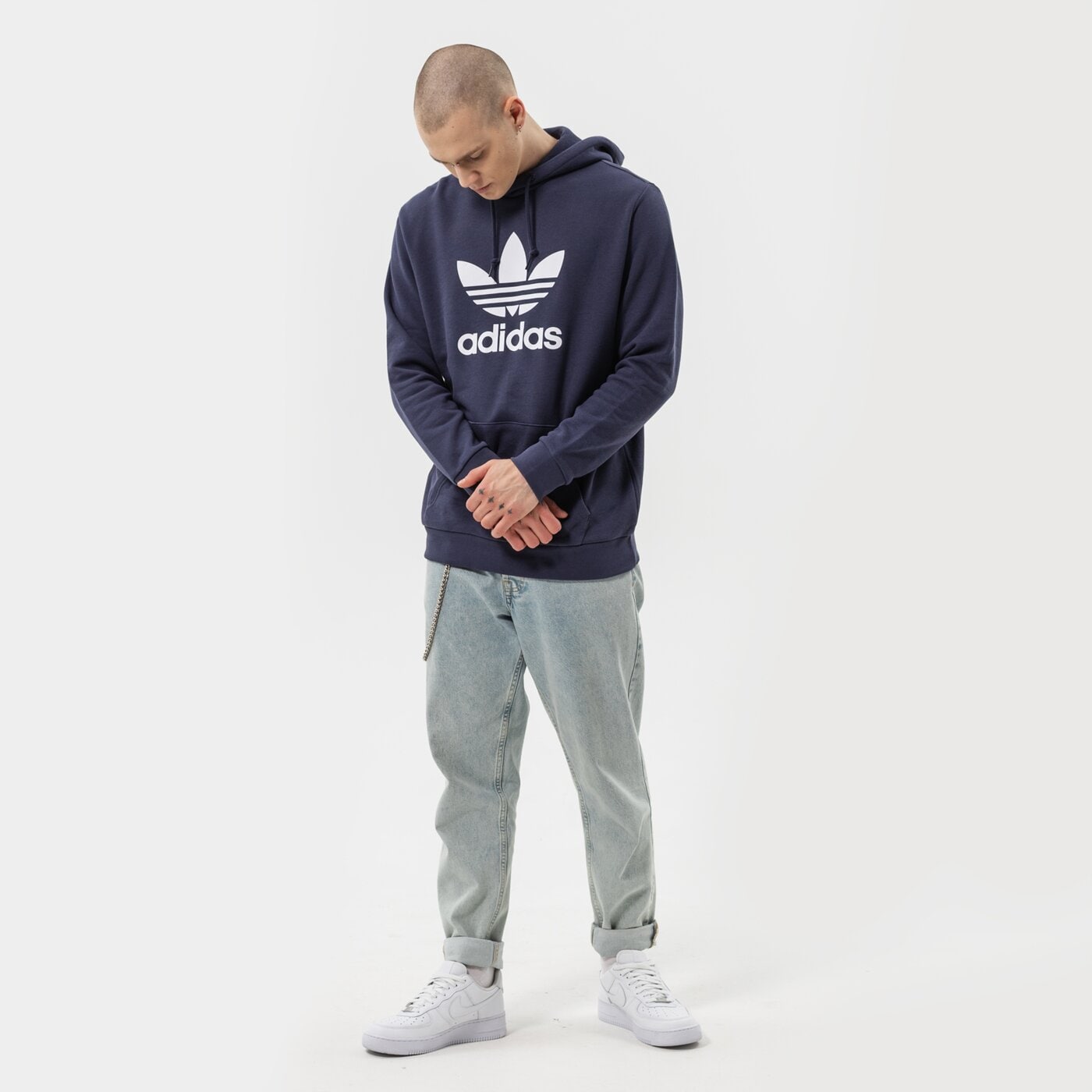 Мъжки суичър ADIDAS СУИТЧЪР С КАЧУЛКА TREFOIL HOODY he9497 цвят тъмносин