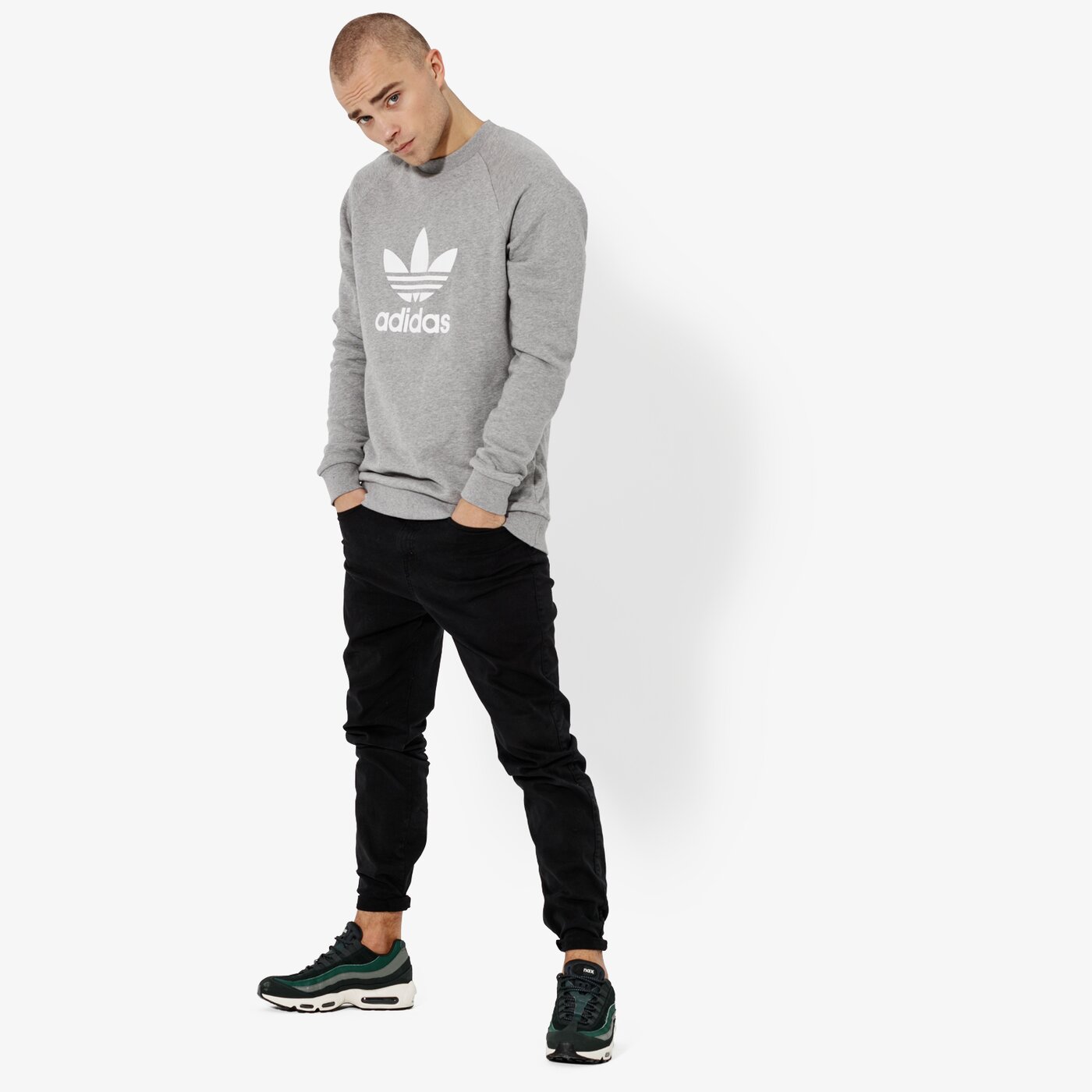 Мъжки суичър ADIDAS СУИТЧЪР TREFOIL CREWMGREYH cy4573 цвят сив