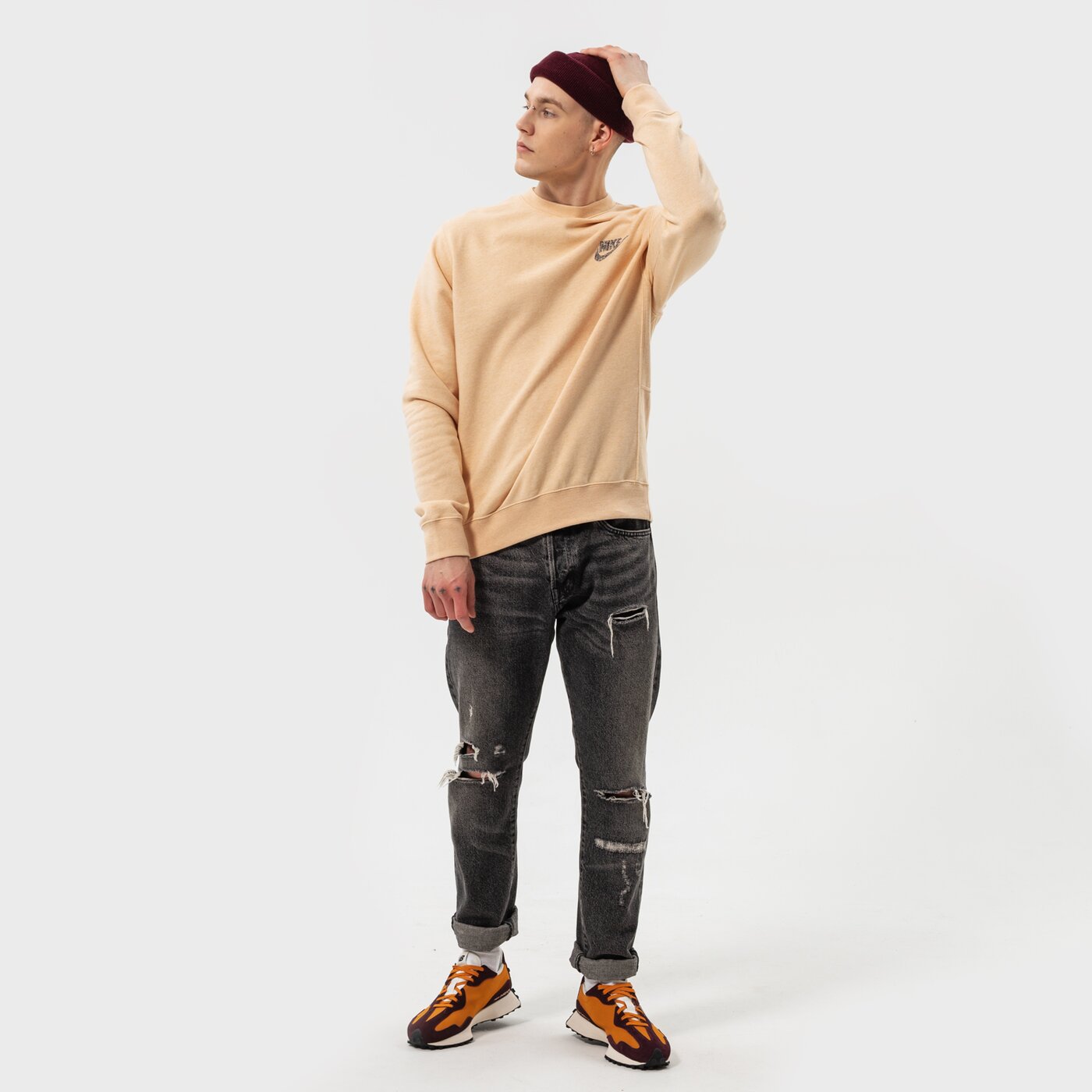 Мъжки суичър NIKE СУИТЧЪР M NSW REVIVAL FLC CREW C dm5630-268 цвят бежов