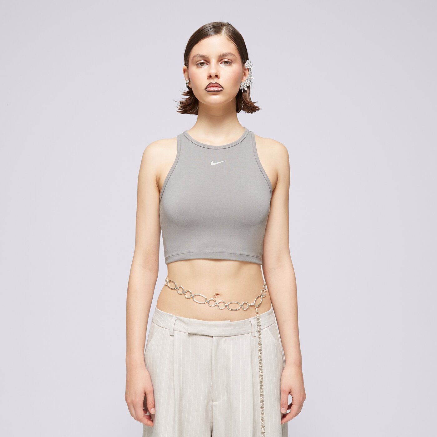 Дамска тениска NIKE ТОП W NSW ПОТНИК ТОП GLS hf5530-029 цвят сив