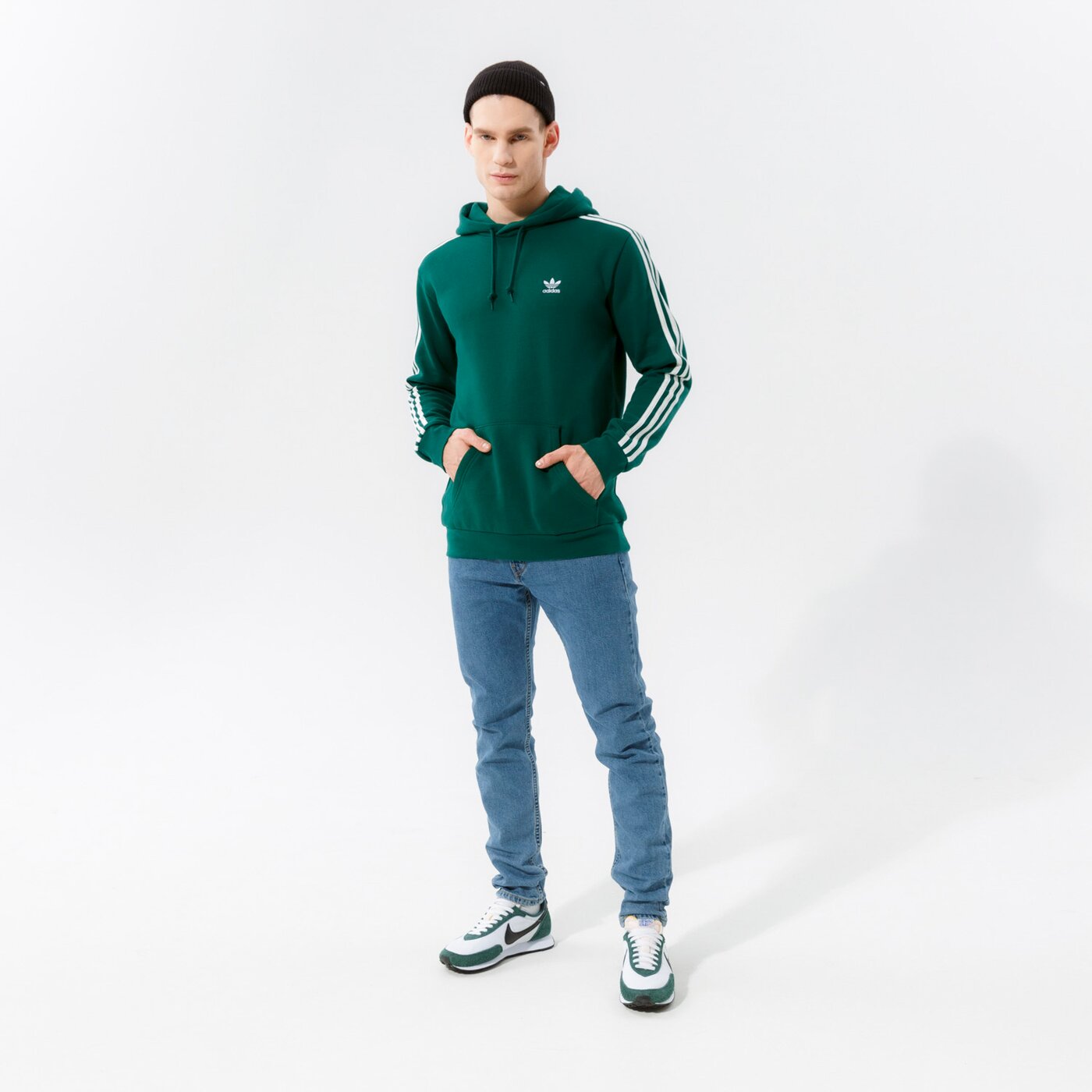 Мъжки суичър ADIDAS СУИТЧЪР С КАЧУЛКА 3-STRIPES HOODY he9475 цвят зелен