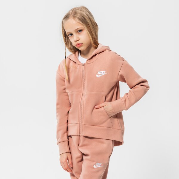 Детски суичър NIKE СУИТЧЪР СЪС ЗАКОПЧАВАНЕ   С КАЧУЛКА NIKE CLB FLC GIRL dc7118-609 цвят розов