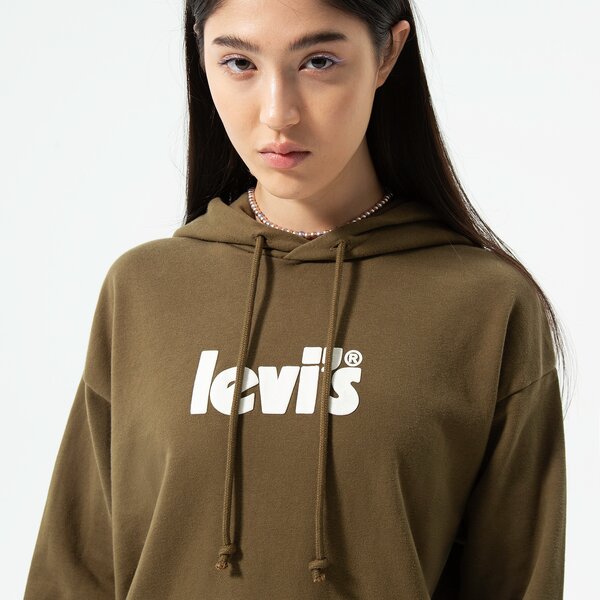 Дамски суичър LEVI'S СУИТЧЪР С КАЧУЛКА GRAPHIC STANDARD HOODIE 18487-0165 цвят каки