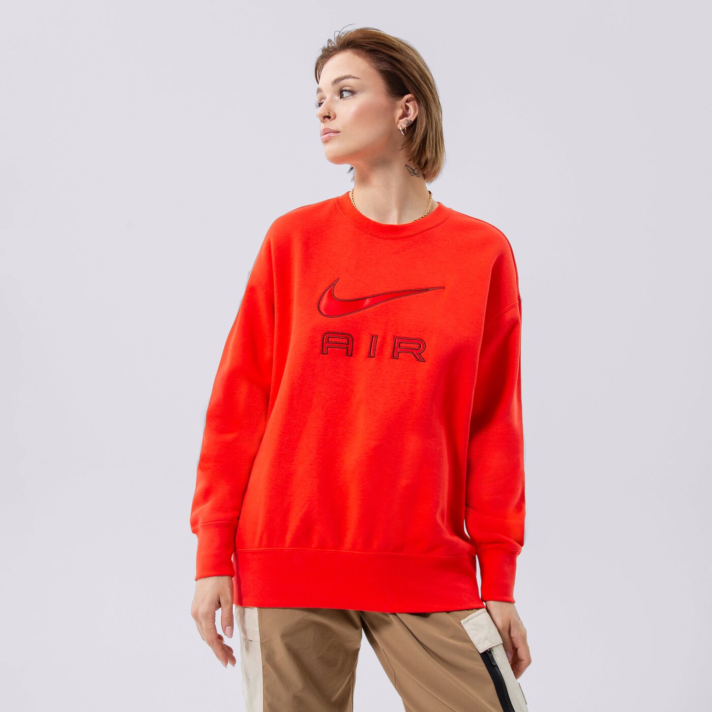 Дамски суичър NIKE AIR FLEECE CREW SWEATSHIRT dq6567-696 цвят червен