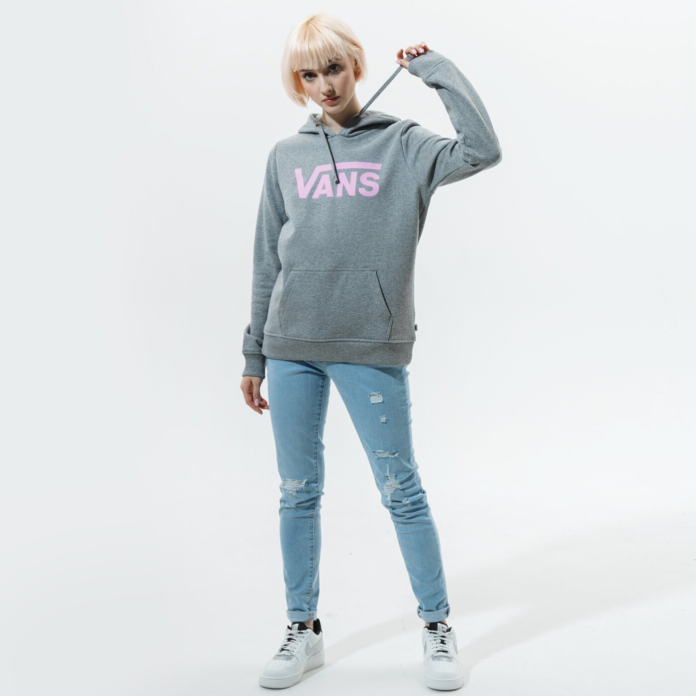 Дамски суичър VANS СУИТЧЪР С КАЧУЛКА WM CLASSIC V II HOODIE CEMENT HEATHER vn0a53ov02f1 цвят сив
