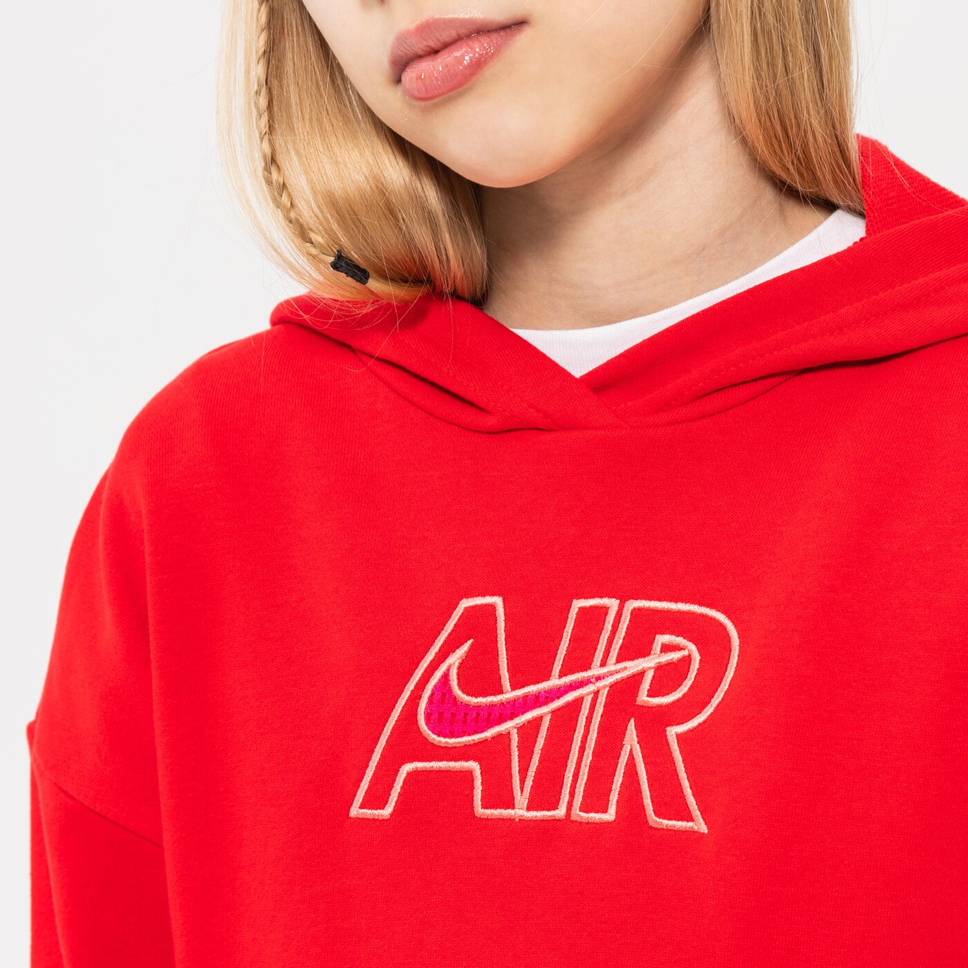 Детски суичър NIKE СУИТЧЪР С КАЧУЛКА G NSW AIR FT CROP GIRL dm8372-657 цвят червен