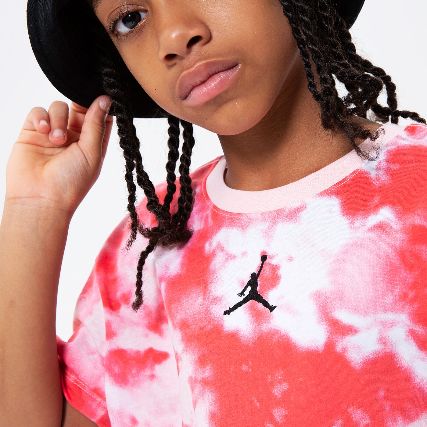 Детска тениска JORDAN ТЕНИСКА ESSENTIALS SMOKE DYE TEE GIRL 45b328-x24 цвят розов