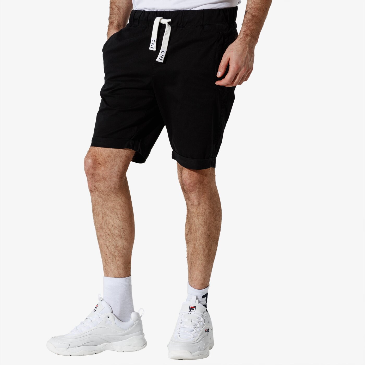 Мъжки къси панталони CONFRONT ШОРТИ CNF BASIC SHORTS cf19szm32005 цвят черен