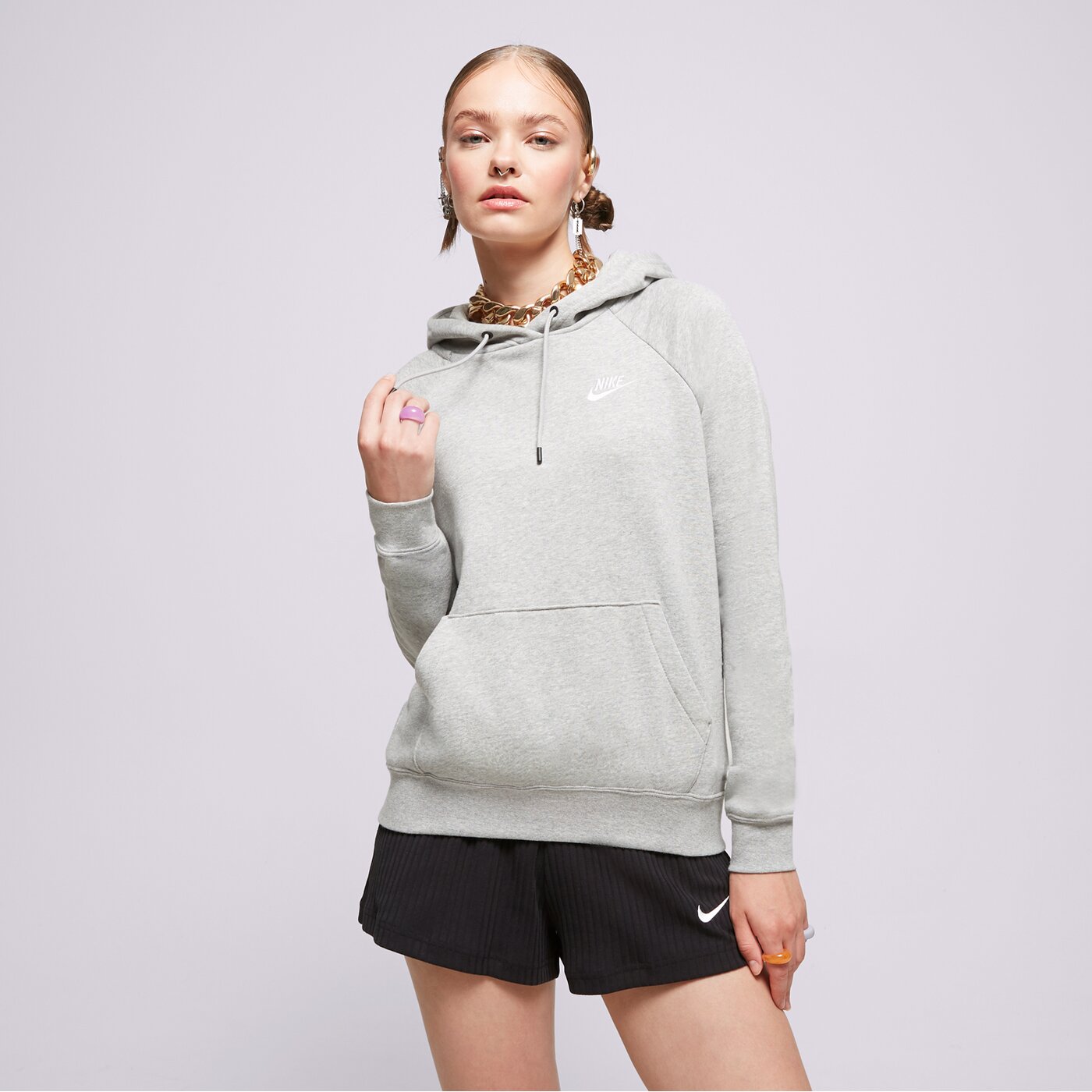 Дамски суичър NIKE SPORTSWEAR ESSENTIAL OVERHEAD HOODIE WOMEN'S HOODIE PO  bv4124-063 цвят сив