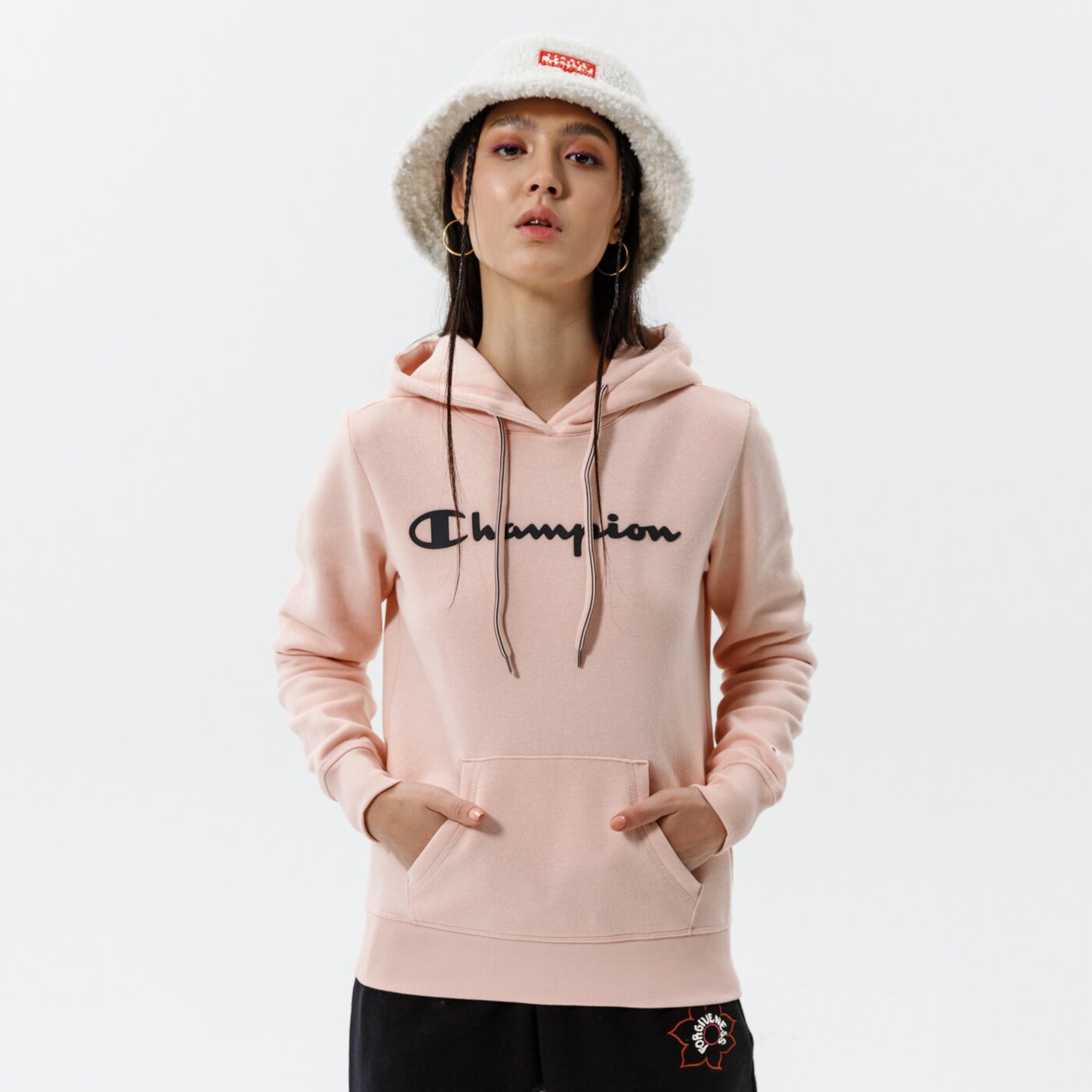 Дамски суичър CHAMPION СУИТЧЪР С КАЧУЛКА HOODED SWEATSHIRT 113207ps157 цвят розов