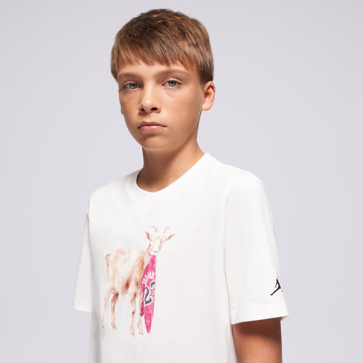 Детска тениска JORDAN ТЕНИСКА JDB MJ FLT GOAT SS CREW BOY 95f314-001 цвят бял