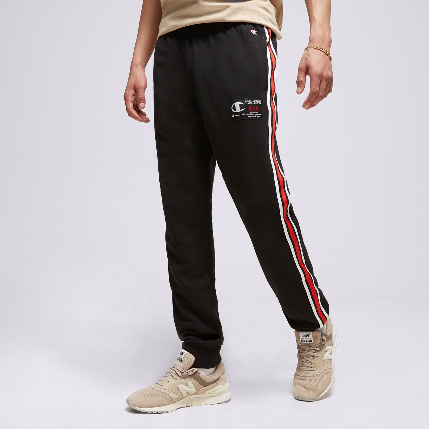 Мъжки панталони CHAMPION ПАНТАЛОНИ RIB CUFF PANTS 218767kk001 цвят черен