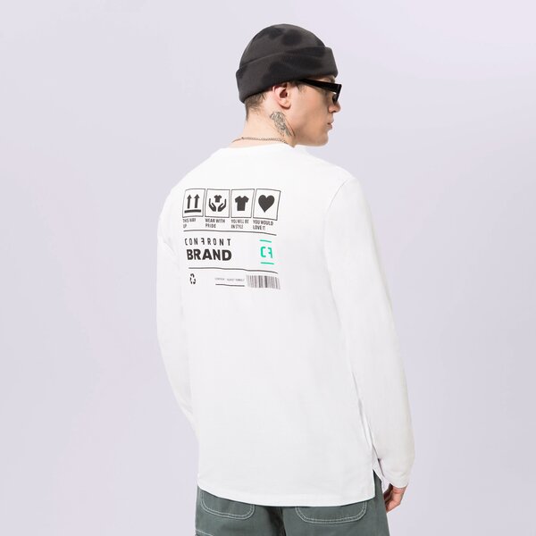Мъжка тениска CONFRONT ТЕНИСКА LONGSLEEVE WHITE cf123tlm01001 цвят бял