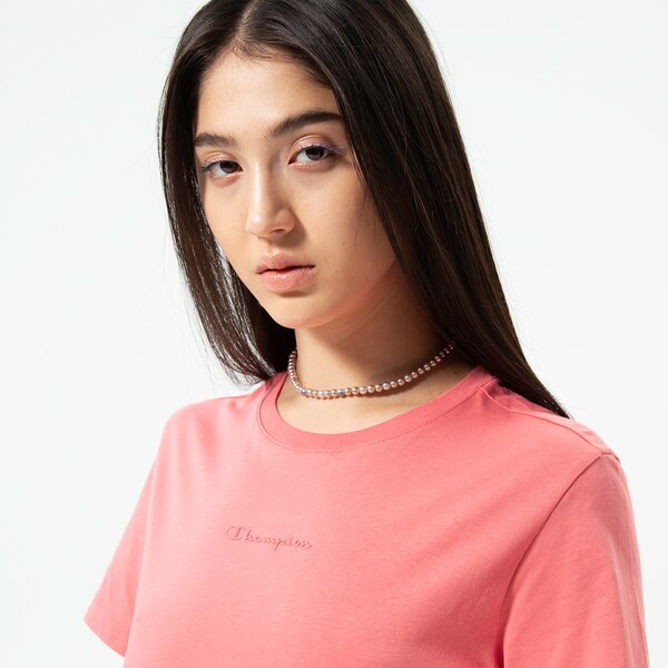 Дамска тениска CHAMPION ТЕНИСКА CREWNECK CROP ТЕНИСКА 115683ps171 цвят розов