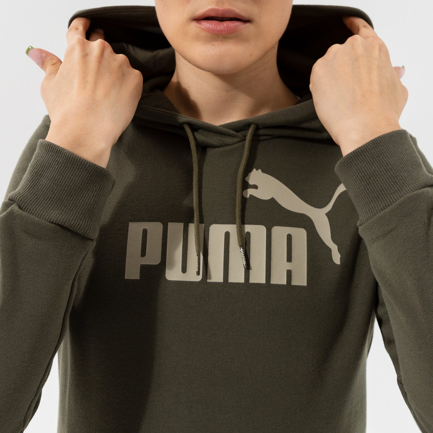 Дамски суичър PUMA СУИТЧЪР С КАЧУЛКА ESS LOGO HOODIE FL (S) - GRAPE LEAF 58678944 цвят каки