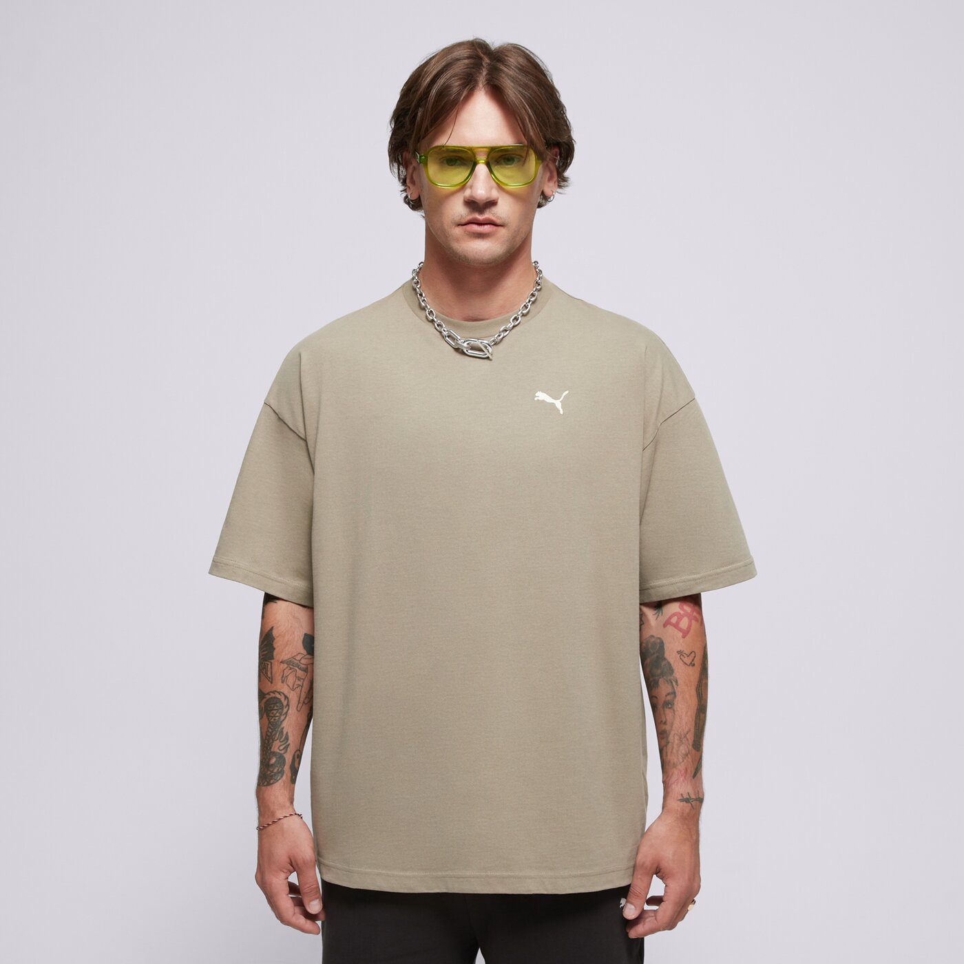 Мъжка тениска PUMA ТЕНИСКА WARDROBE ESS OVERSIZED TEE 629646 83 цвят бежов