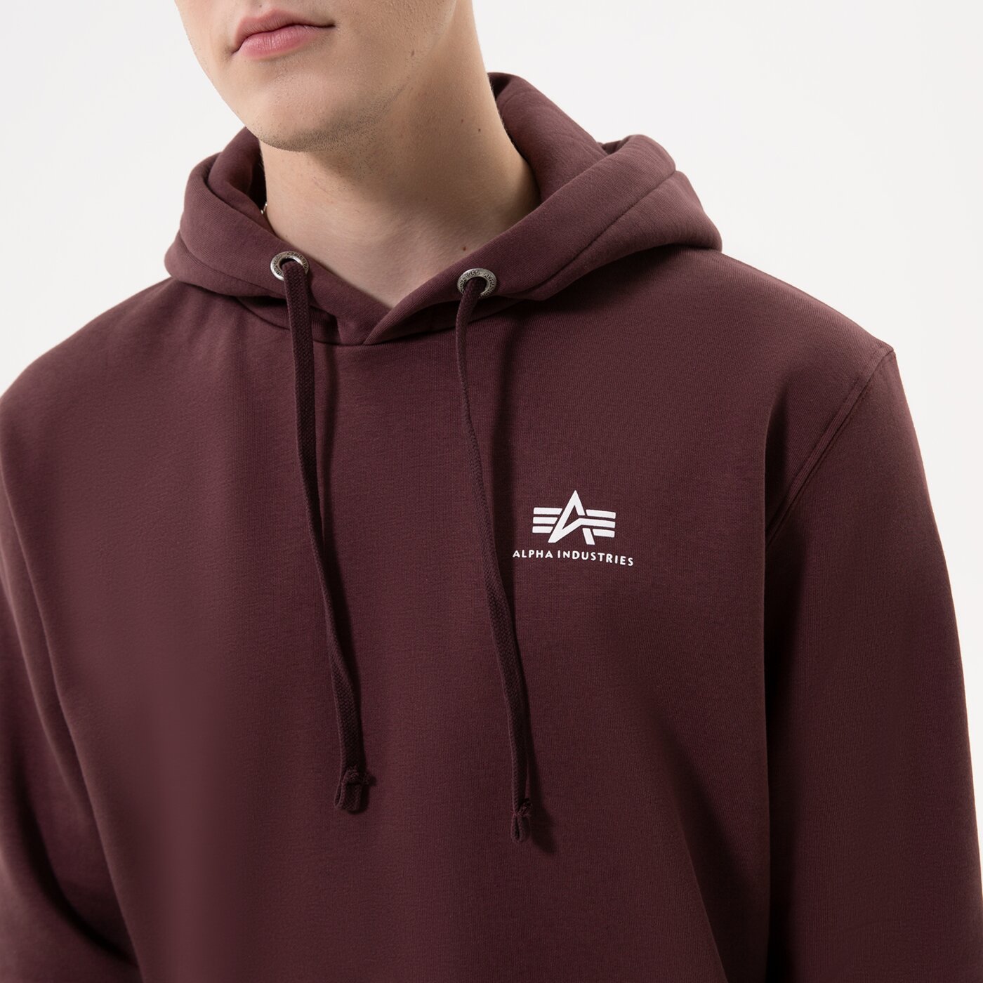 Мъжки суичър ALPHA INDUSTRIES СУИТЧЪР С КАЧУЛКА BASIC 196318-21 цвят бордо