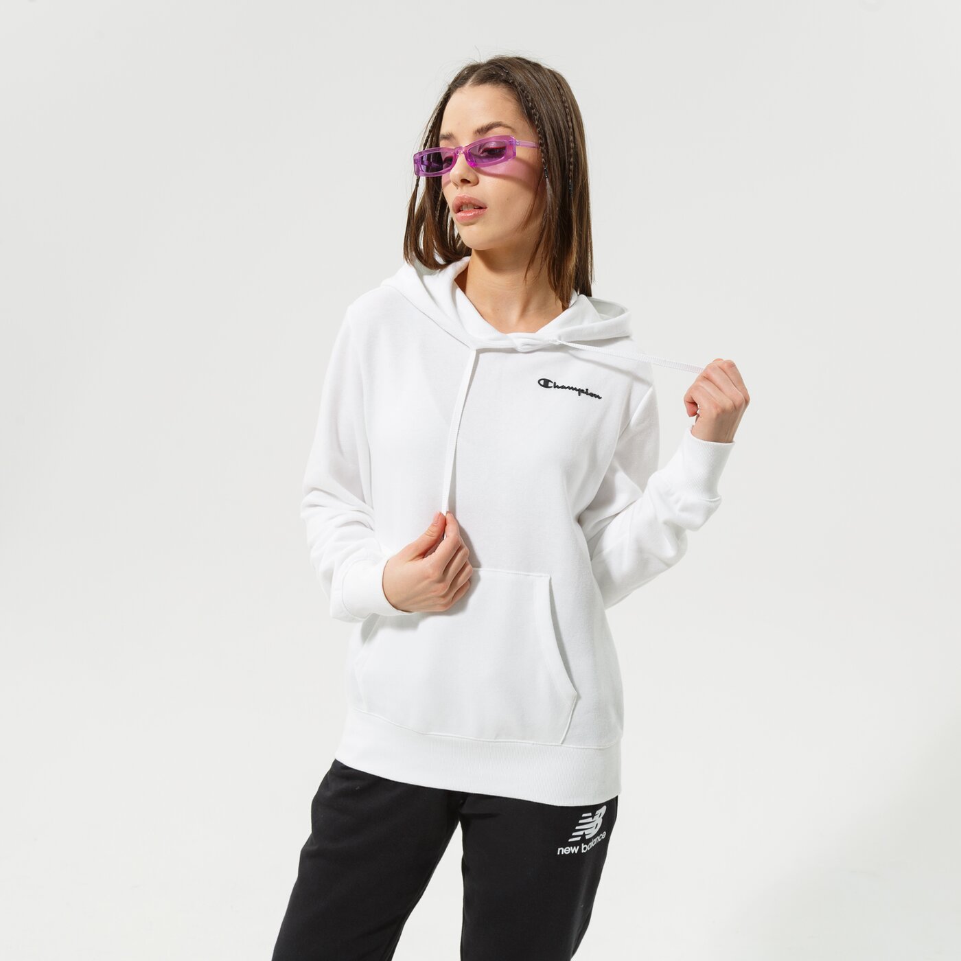 Дамски суичър CHAMPION СУИТЧЪР С КАЧУЛКА HOODED SWEATSHIRT 114859ww001 цвят бял