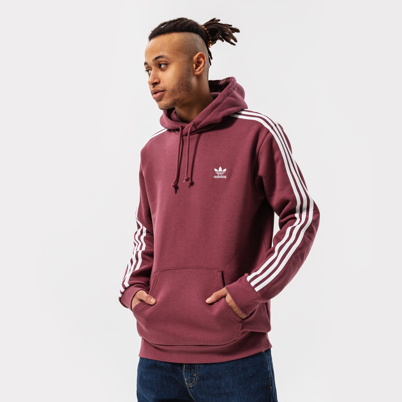 Мъжки суичър ADIDAS СУИТЧЪР С КАЧУЛКА 3-STRIPES HOODY he9478 цвят бордо